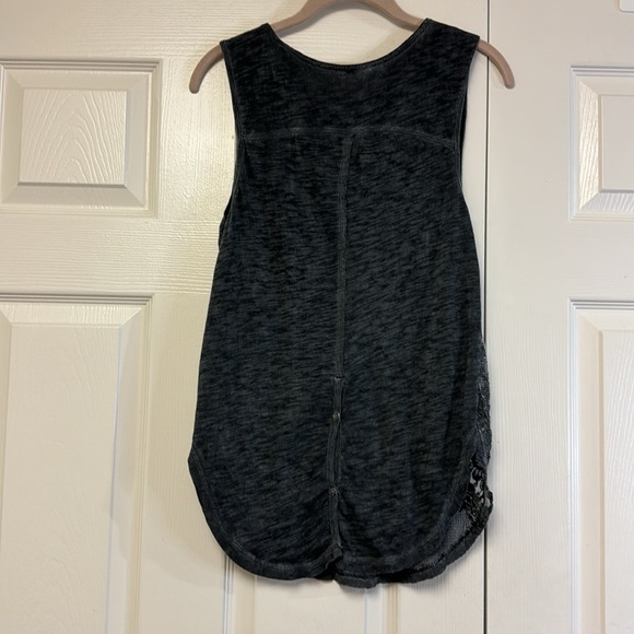 Free People dark grey semi sheer lace boho sleeveless tank top S - Picture 9 of 10